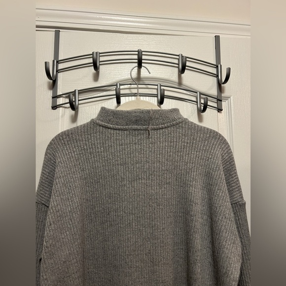 Loft Ribbed Mock Neck pullover sweater women’s Large Gray preppy cozy retro NWT - Picture 4 of 13